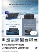 Panneau solaire monocristallin bifacial de 450 watts - Neuf, jamais utilisé