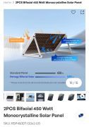 Panneau solaire monocristallin bifacial de 450 watts - Neuf, jamais utilisé