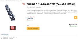 Chaine 5/16 G4 Hi test, 150', NEUF
